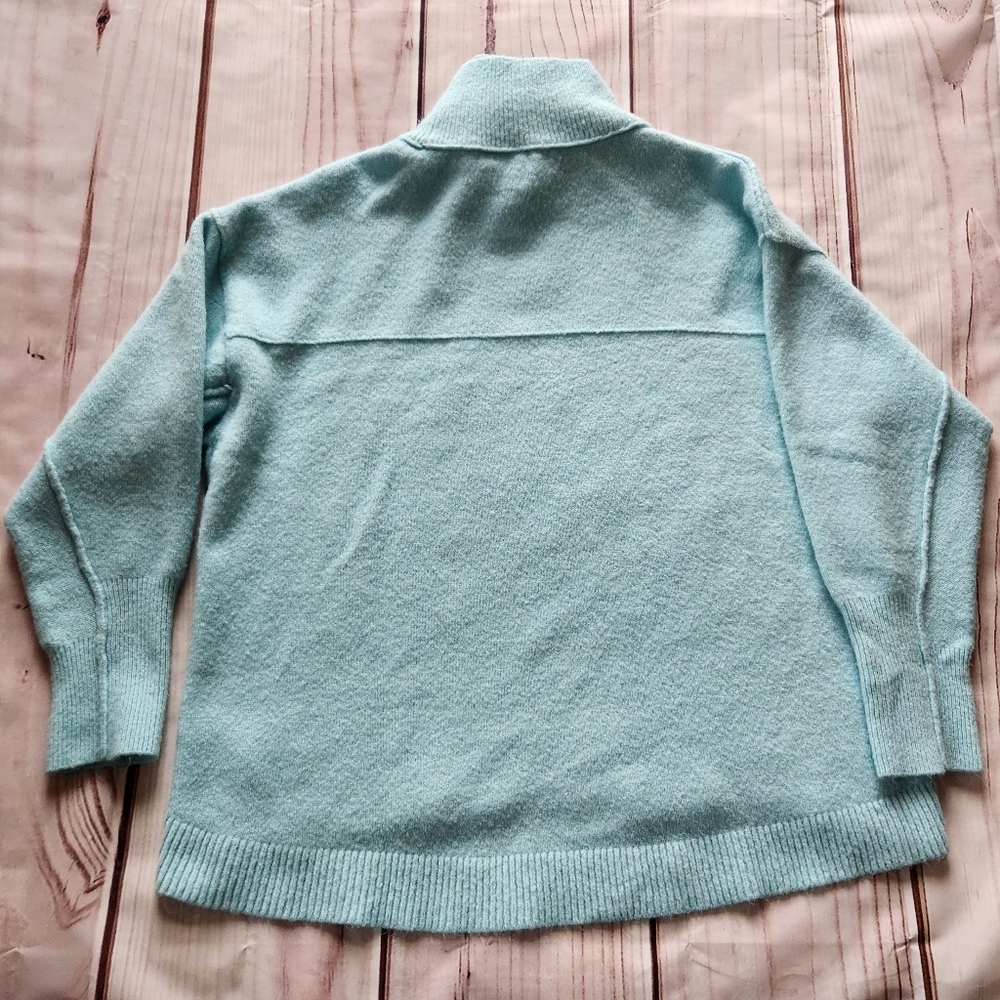 Free People "Afterglow Mock Neck Sweater" Oversize Ice Blue, Women's Size XS - Picture 5 of 11